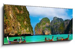 Obraz 1D panorama - 120 x 50 cm F_AB12791054 - Tropical beach, Maya Bay, Thailand