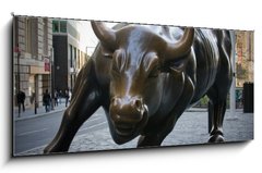 Obraz 1D panorama - 120 x 50 cm F_AB13136017 - wall street bull