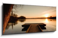 Obraz 1D panorama - 120 x 50 cm F_AB13378317 - The bridge to the lake under the sunset - Most pes jezero pod zpadem slunce