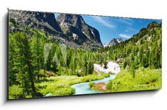 Sklenn obraz 1D panorama - 120 x 50 cm F_AB13388404 - Mountain view - Horsk vhled
