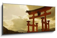 Sklenn obraz 1D panorama - 120 x 50 cm F_AB13832329 - Great torii at Miyajima - Velk torii v Miyajima