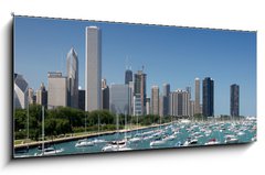 Sklenn obraz 1D panorama - 120 x 50 cm F_AB14134092 - Waterfront,CHICAGO_USA