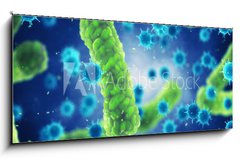 Sklenn obraz 1D panorama - 120 x 50 cm F_AB143813734 - Pathogenic bacteria and viruses , Microscopic germs that cause infectious diseases , Viral and bacterial infection