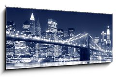 Obraz 1D panorama - 120 x 50 cm F_AB14883546 - Brooklyn Bridge and Manhattan skyline At Night, New York City