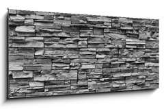 Sklenn obraz 1D panorama - 120 x 50 cm F_AB165501117 - White brick stone wall.