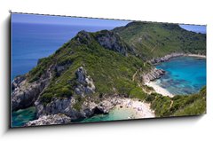 Obraz 1D panorama - 120 x 50 cm F_AB16612421 - Green and blue beaches - Zelen a modr ple