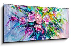 Obraz 1D panorama - 120 x 50 cm F_AB166550171 - Oil painting flowers