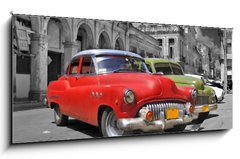 Obraz 1D panorama - 120 x 50 cm F_AB17211869 - Colorful Havana cars panorama
