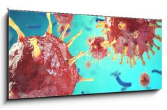 Sklenn obraz 1D panorama - 120 x 50 cm F_AB185828438 - Chronic liver disease viral hepatitis infection, Hepatitis viruses in infected organism. 3d illustration