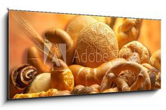 Sklenn obraz 1D panorama - 120 x 50 cm F_AB1994596 - group of different bread products photographed wit