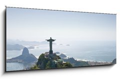 Sklenn obraz 1D panorama - 120 x 50 cm F_AB22031376 - Dramatic Aerial view of Rio De Janeiro - Dramatick leteck pohled na Rio De Janeiro