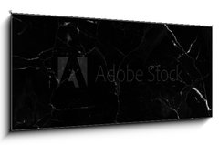 Sklenn obraz 1D panorama - 120 x 50 cm F_AB222555558 - Black marble natural pattern for background, abstract natural marble black and white, black marble stone. high resolution marble