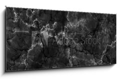 Obraz 1D panorama - 120 x 50 cm F_AB222716050 - Natural black marble, black marble, black marble with white veins, interior design marble, high resolution background, black marble stone