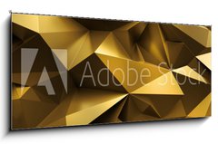 Sklenn obraz 1D panorama - 120 x 50 cm F_AB224714765 - 3d render, abstract gold crystal background, faceted texture, macro panorama, wide panoramic polygonal wallpaper