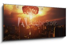 Sklenn obraz 1D panorama - 120 x 50 cm F_AB225976948 - nuclear explosion