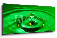 Obraz 1D panorama - 120 x 50 cm F_AB22894878 - tranquility conceptual. green droplet splash in a water - klid koncepn. zelen kapka ve vod