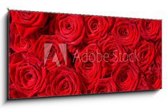 Obraz 1D panorama - 120 x 50 cm F_AB24548244 - Rote Rosen, Symbol f r Liebe, Rosenstrau 
