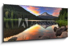 Sklenn obraz 1D panorama - 120 x 50 cm F_AB24571203 - Sunset at Trillium Lake with Mount Hood