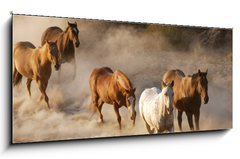 Obraz 1D panorama - 120 x 50 cm F_AB2467066 - wild horses running