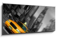 Obraz 1D panorama - 120 x 50 cm F_AB24780929 - New York City Taxi, Blur focus motion, Times Square - New York City Taxi, Blur zaostovn, Times Square