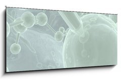 Sklenn obraz 1D panorama - 120 x 50 cm F_AB25528943 - green scientific background with reflective molecules - zelen vdeck pozad s reflexnmi molekulami