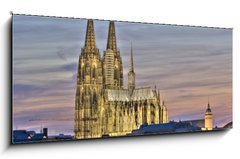 Obraz 1D panorama - 120 x 50 cm F_AB26557919 - K lner Dom am Abend - Kolnsk katedrla ve veernch hodinch