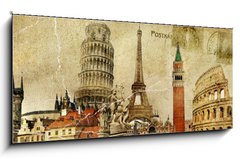 Obraz 1D panorama - 120 x 50 cm F_AB26941540 - vintage postal card - ruropean holidays - vintage potovn karty