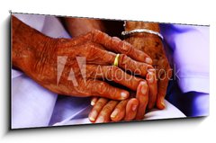 Sklenn obraz 1D panorama - 120 x 50 cm F_AB26950434 - hand of old age