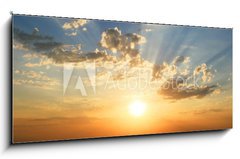 Skleněný obraz 1D panorama - 120 x 50 cm F_AB27387255 - sunset at coast of the sea - západ slunce na pobřeží moře