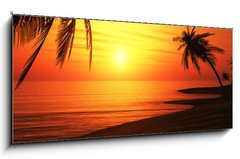Sklenn obraz 1D panorama - 120 x 50 cm F_AB27987416 - Ibiza Sunset Chillout Beach 01