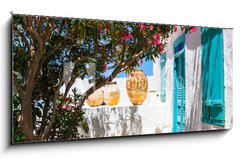 Obraz 1D - 120 x 50 cm F_AB280262579 - Old ceramic vessels in Apollonia village on Sifnos island in Greece.