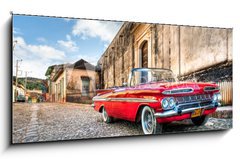 Sklenn obraz 1D panorama - 120 x 50 cm F_AB28895632 - Red Chevrolet