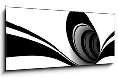 Skleněný obraz 1D panorama - 120 x 50 cm F_AB30370551 - Abstract black and white spiral - Abstraktní černé a bílé spirály