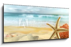 Sklenn obraz 1D panorama - 120 x 50 cm F_AB30407391 - Starfish on the Beach