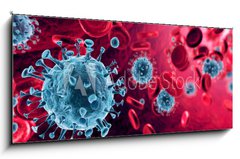Sklenn obraz 1D panorama - 120 x 50 cm F_AB320670095 - Corona Virus In Red Artery