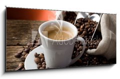 Sklenn obraz 1D panorama - 120 x 50 cm F_AB32282481 - hot  coffee - caffe fumante