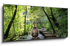 Sklenn obraz 1D panorama - 120 x 50 cm F_AB32605234 - Bouddha et Serenite