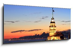 Sklenn obraz 1D panorama - 120 x 50 cm F_AB32651743 - Istanbul Maiden Tower from the east - Istanbul Maiden Tower od vchodu