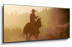 Sklenn obraz 1D - 120 x 50 cm F_AB3270800 - cowboy in the desert