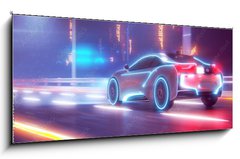 Sklenn obraz 1D - 120 x 50 cm F_AB327727860 - Future car going on the road 3d illustration