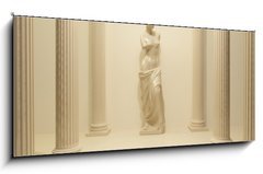 Skleněný obraz 1D panorama - 120 x 50 cm F_AB33522029 - Ancient Statue of a nude Venus in the middle of perspective pill - Starověká socha nahé Venuše uprostřed perspektivy pilulky