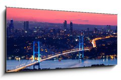 Sklenn obraz 1D panorama - 120 x 50 cm F_AB33773130 - Istanbul Bosporus Bridge on sunset - Istanbul Bosporsk most na zpad slunce