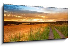 Obraz 1D panorama - 120 x 50 cm F_AB33827076 - A sunset photo of road and countryside - Zpad slunce fotografie silnice a krajiny