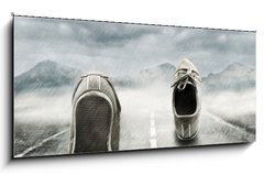 Obraz 1D panorama - 120 x 50 cm F_AB33948093 - Running in the rain