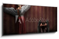 Sklenn obraz 1D panorama - 120 x 50 cm F_AB34074440 - Two angels, man and woman