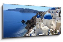 Sklenn obraz 1D panorama - 120 x 50 cm F_AB34918746 - Grce - Santorin (Eglise   Oia)