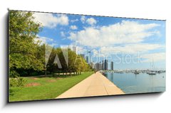 Obraz 1D panorama - 120 x 50 cm F_AB35123236 - Lake Michigan lakeshore trail in Chicago