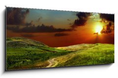 Skleněný obraz 1D panorama - 120 x 50 cm F_AB35514267 - Road in field - Silnice v terénu