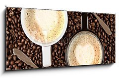 Sklenn obraz 1D panorama - 120 x 50 cm F_AB35552461 - Caffe Latte for two - Caffe Latte pro dva