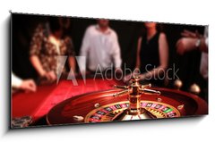 Skleněný obraz 1D - 120 x 50 cm F_AB35848892 - Ruletka - Kasyno - Hazard - Krupier - ludzie